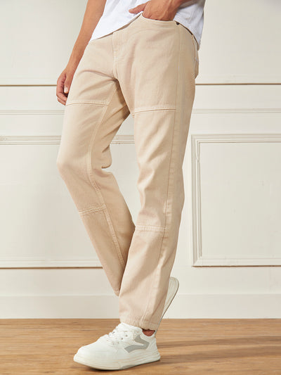 Men's Ecru Relaxed Fit Light Fade Jeans