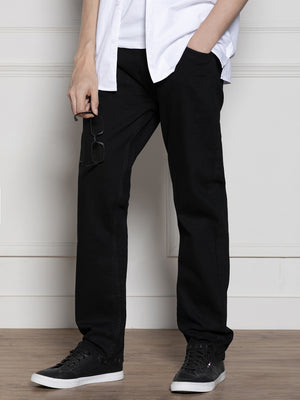 Men's Black Relaxed Fit Stretchable Jeans