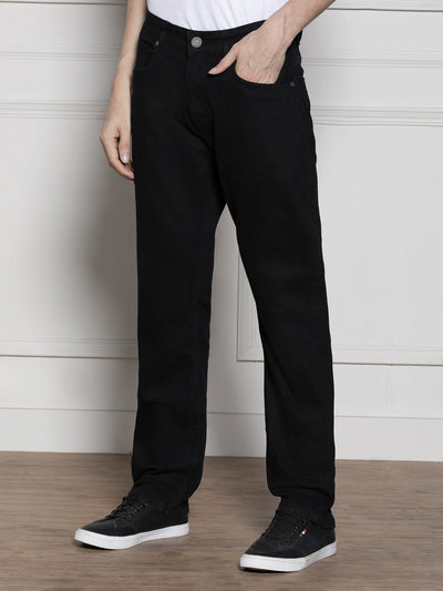 Dennis Lingo Men's Black Relaxed Fit Stretchable Jeans
