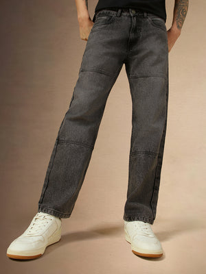 Men's Light Grey Washed Mid rise Relaxed fit Jeans