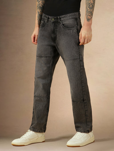 Men's Light Grey Washed Mid rise Relaxed fit Jeans