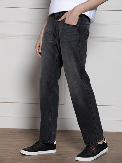 Men's Charcoal Relaxed Fit Light Fade Jeans