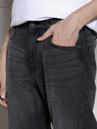 Men's Charcoal Relaxed Fit Light Fade Jeans
