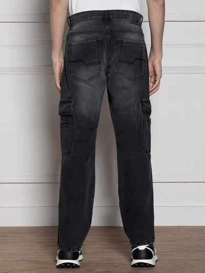 Men's Charcoal Relaxed Fit Light Fade Jeans