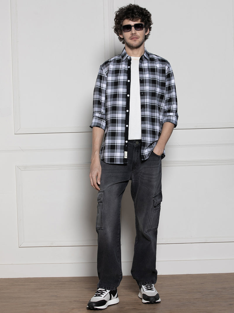 Men's Charcoal Relaxed Fit Light Fade Jeans