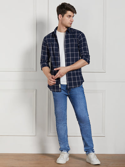 Men's Mid Blue Cotton Solid Slim fit Stretchable Jeans