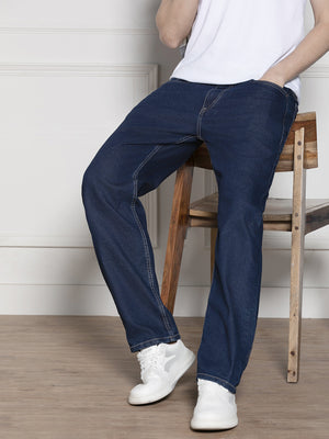 Men's Dark Blue Relaxed Fit Stretchable Jeans