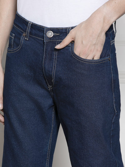 Men's Dark Blue Relaxed Fit Stretchable Jeans