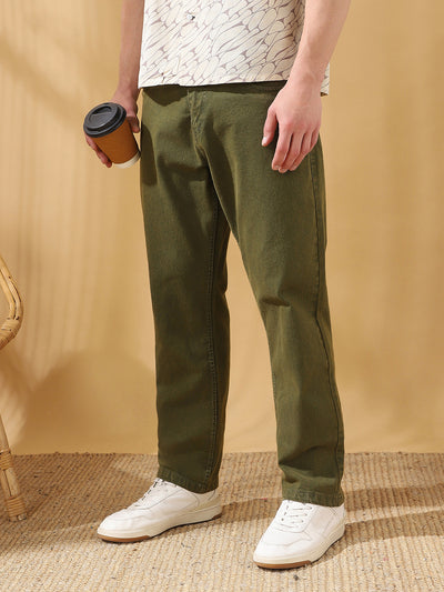 Men's Solid Relaxed Fit Mid-Rise Stretchable Jeans
