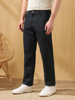 Men's Solid Relaxed Fit Mid-Rise Stretchable Jeans