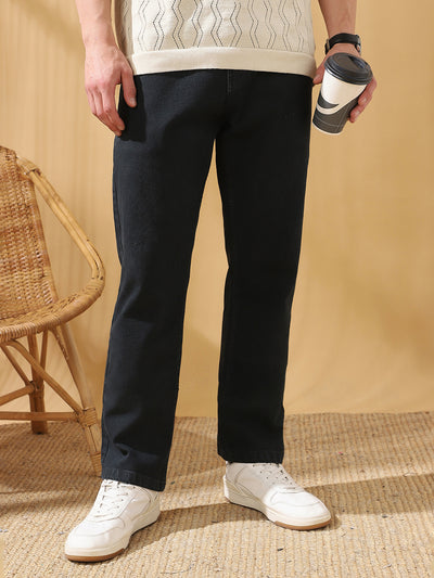 Men's Solid Relaxed Fit Mid-Rise Stretchable Jeans