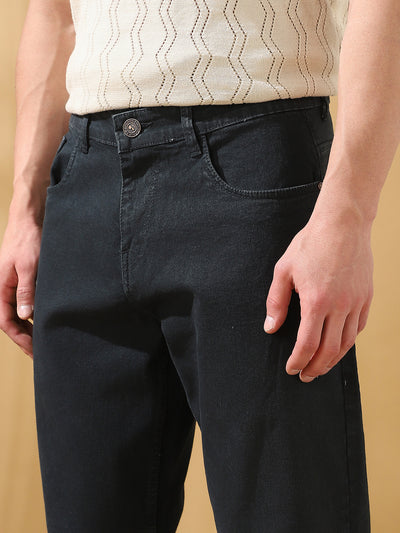 Men's Solid Relaxed Fit Mid-Rise Stretchable Jeans