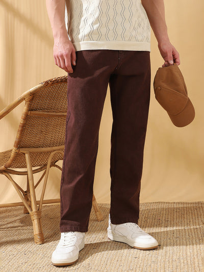Men's Solid Relaxed Fit Mid-Rise Stretchable Jeans