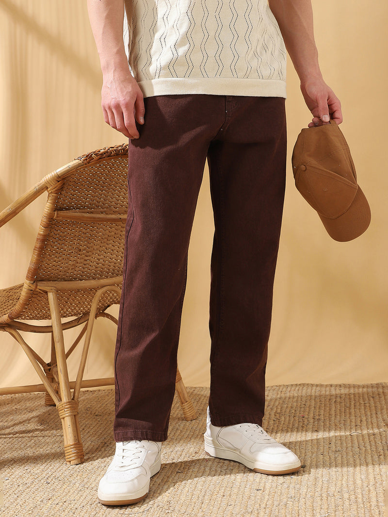Men's Solid Relaxed Fit Mid-Rise Stretchable Jeans