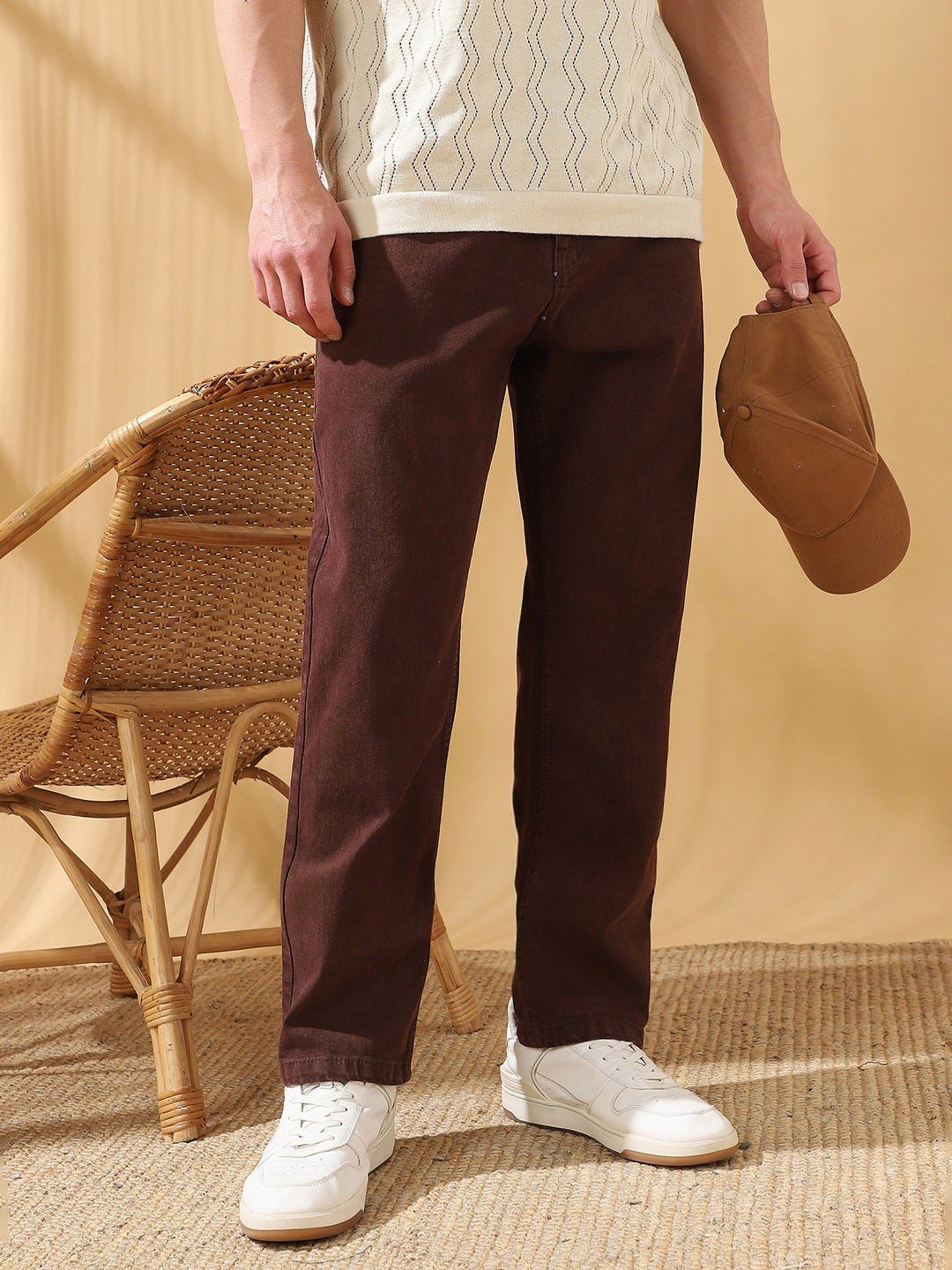 Men's Solid Relaxed Fit Mid-Rise Stretchable Jeans