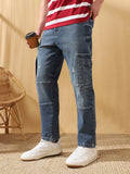 Men's Relaxed Fit Mid-Rise Stretchable Cargo Jeans