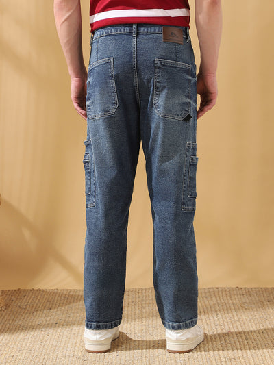 Men's Relaxed Fit Mid-Rise Stretchable Cargo Jeans