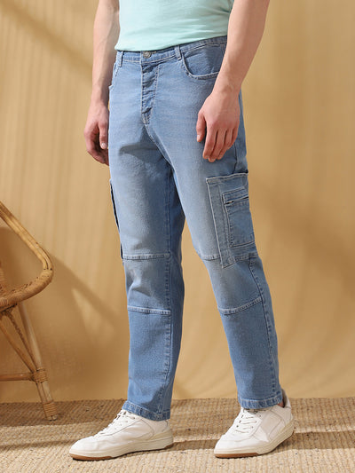 Men's Relaxed Fit Mid-Rise Stretchable Cargo Jeans