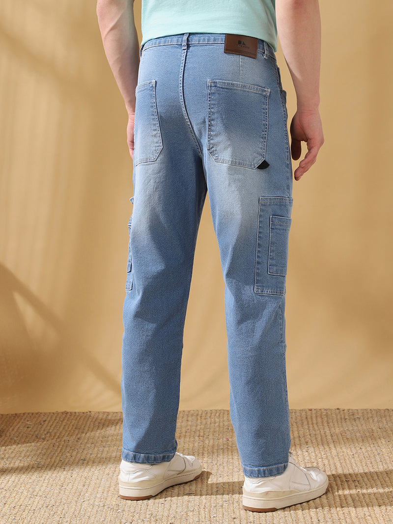 Men's Relaxed Fit Mid-Rise Stretchable Cargo Jeans
