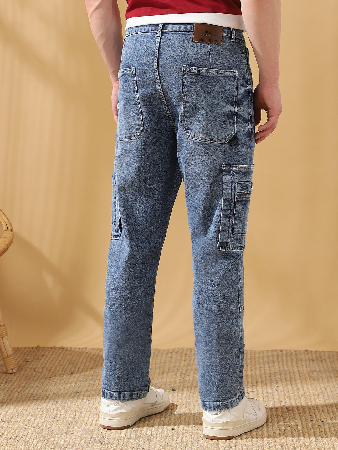 Men's Relaxed Fit Mid-Rise Stretchable Cargo Jeans