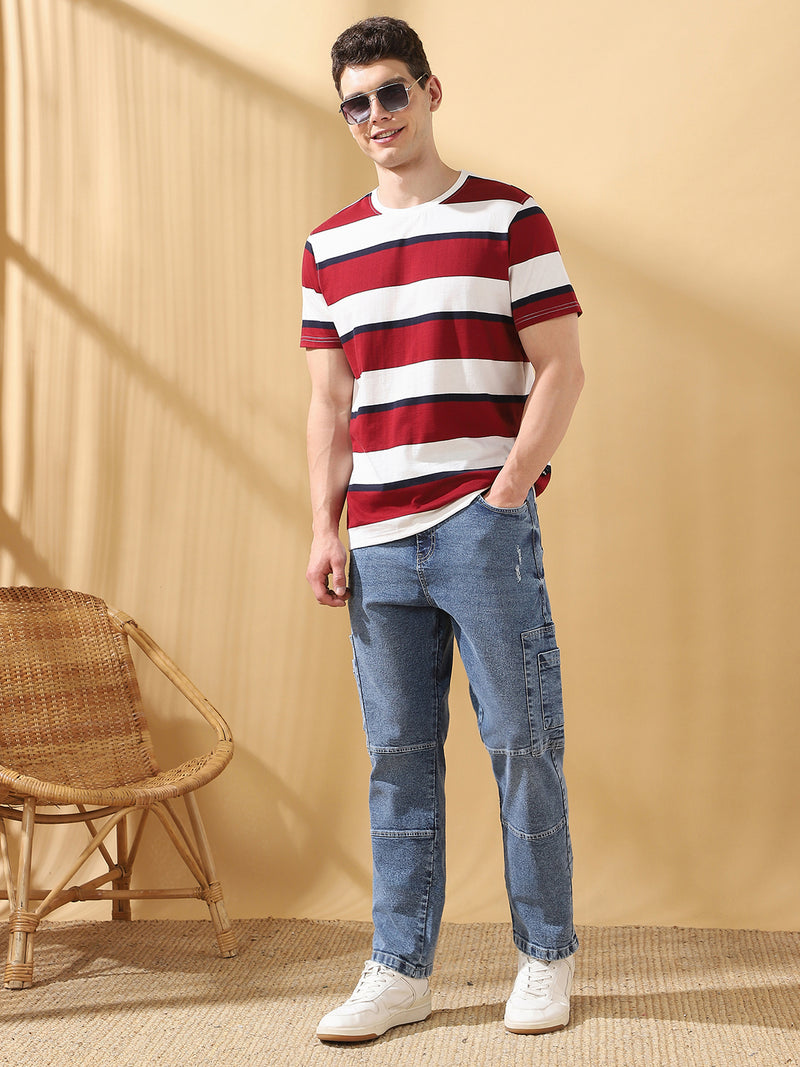 Men's Relaxed Fit Mid-Rise Stretchable Cargo Jeans