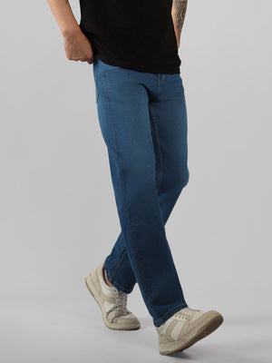 Men's Brown Solid Relaxed Fit Stretchable Jeans