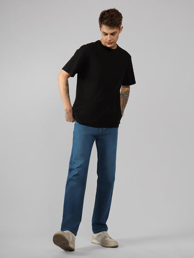 Men's Brown Solid Relaxed Fit Stretchable Jeans