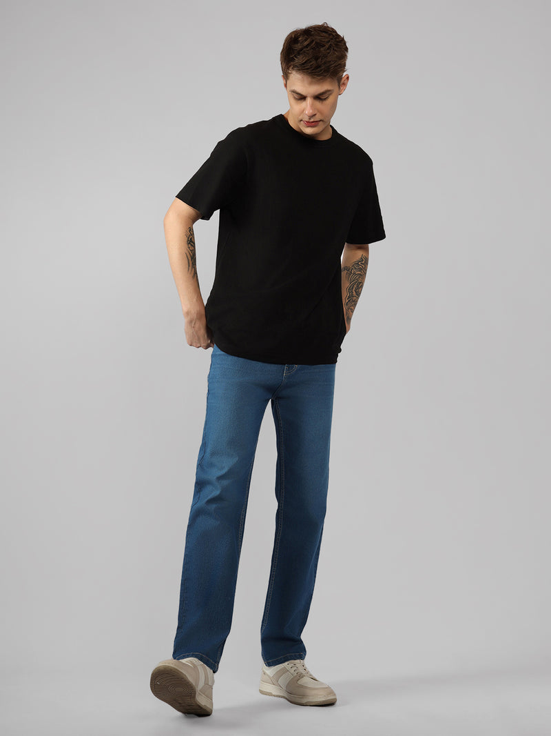 Men's Brown Solid Relaxed Fit Stretchable Jeans