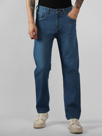 Men's Brown Solid Relaxed Fit Stretchable Jeans