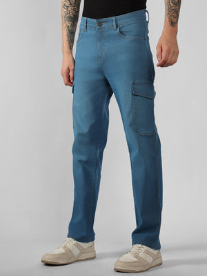 Men's Brown Solid Relaxed Fit Stretchable Jeans