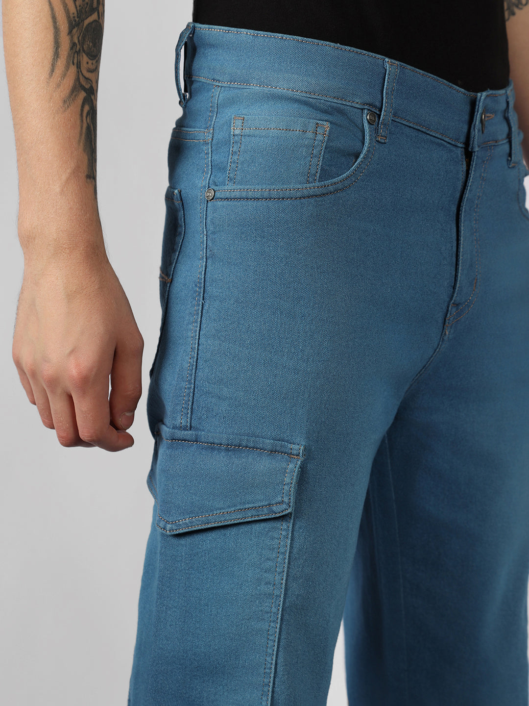 Men's Brown Solid Relaxed Fit Stretchable Jeans