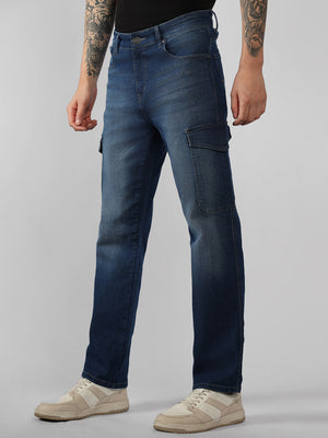 Men's Blue Solid Relaxed Fit Stretchable Jeans