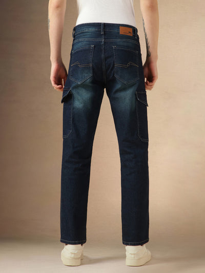 Men's Blue Cotton Relaxed Fit Mid-Rise Stretchable Casual Jeans