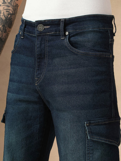 Men's Blue Cotton Relaxed Fit Mid-Rise Stretchable Casual Jeans
