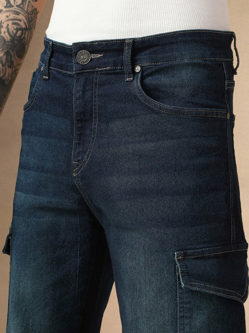 Men's Blue Cotton Relaxed Fit Mid-Rise Stretchable Casual Jeans