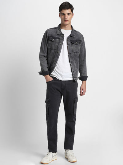 Men's Cargo Straight Rinse Black Stretchable Jeans