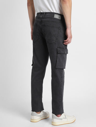 Men's Cargo Straight Rinse Black Stretchable Jeans