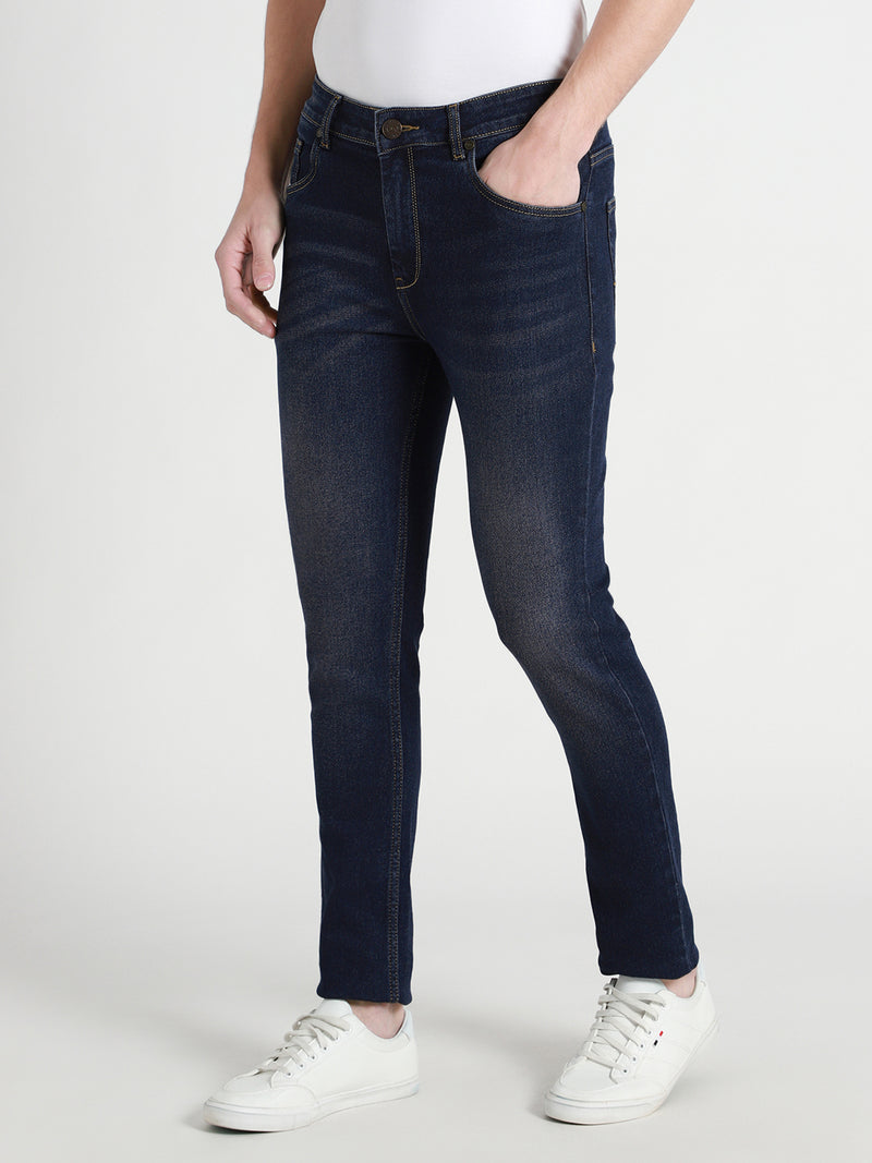Men's Slim Fit Washed Mid Blue Stretchbale Jeans