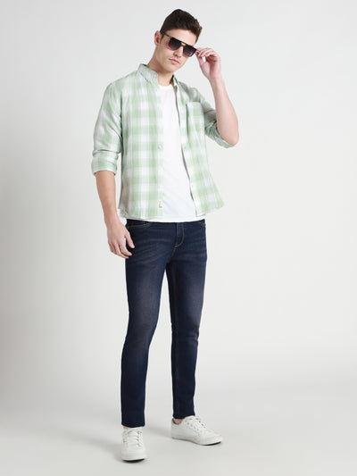 Men's Slim Fit Washed Mid Blue Stretchbale Jeans