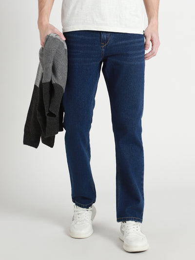 Men's Straight Washed INDIGO Jeans