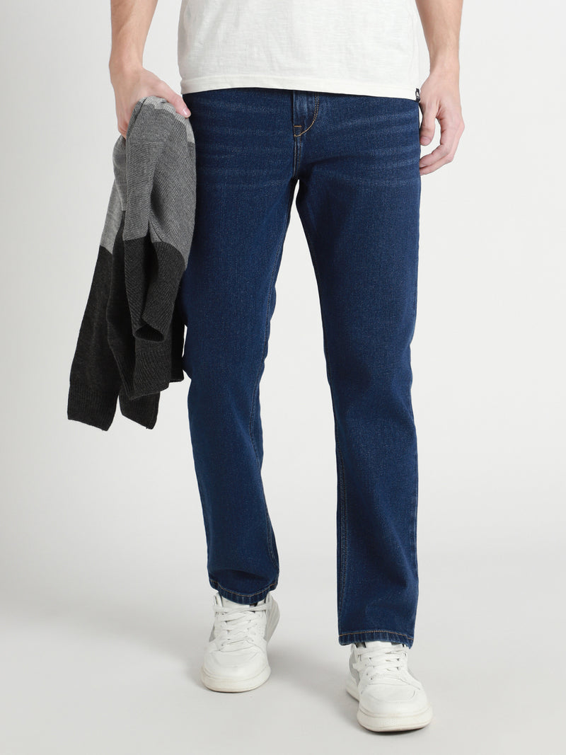 Men's Straight Washed INDIGO Jeans