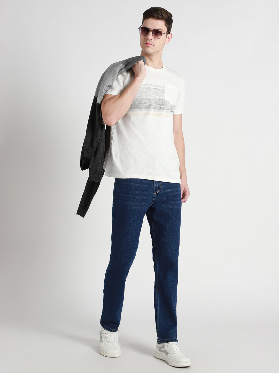 Men's Straight Washed INDIGO Jeans