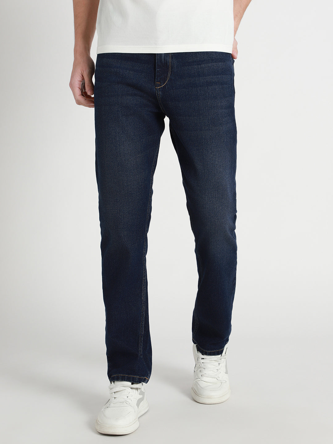 Men's Straight Washed MID BLUE Jeans