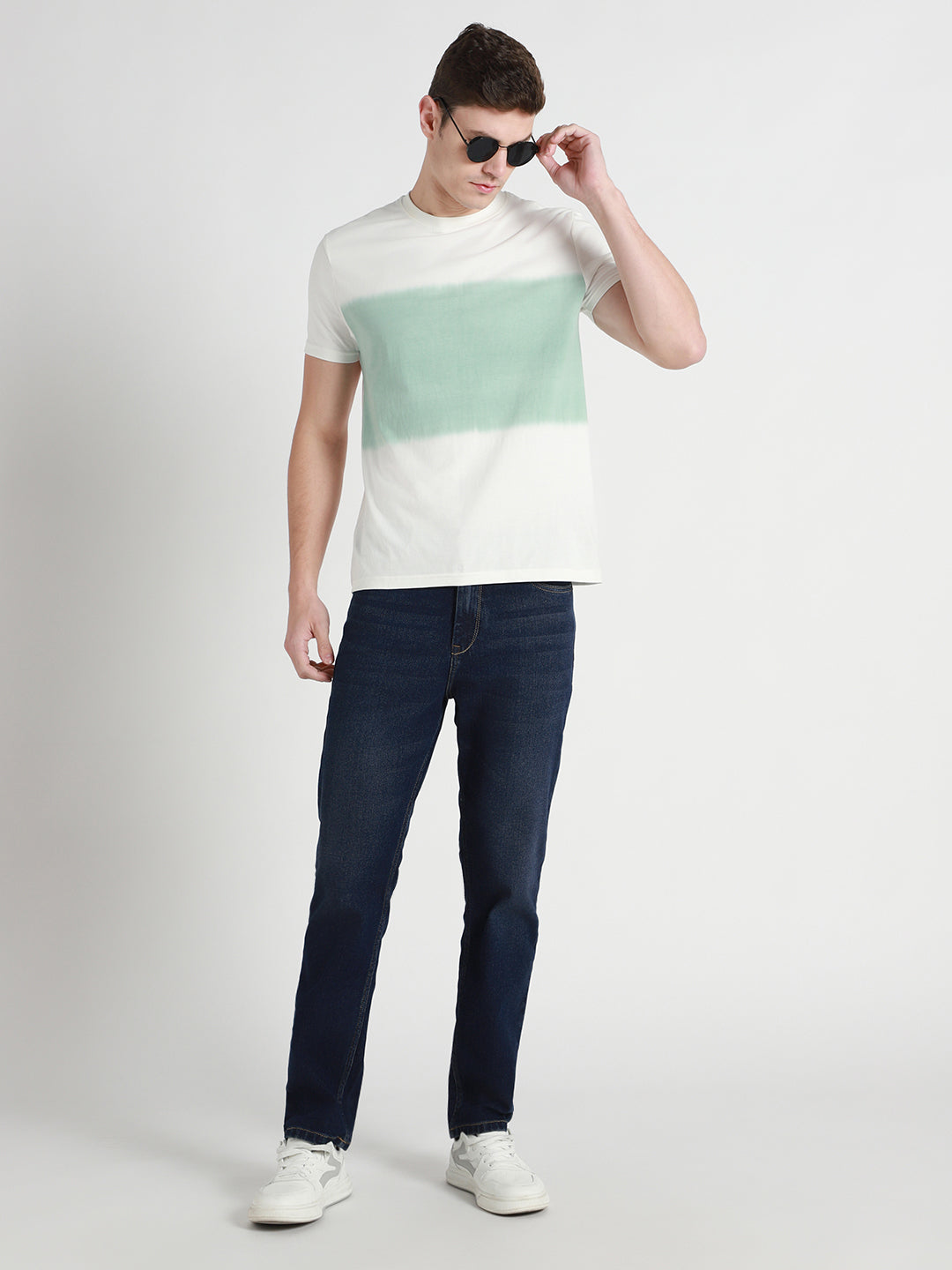 Men's Straight Washed MID BLUE Jeans