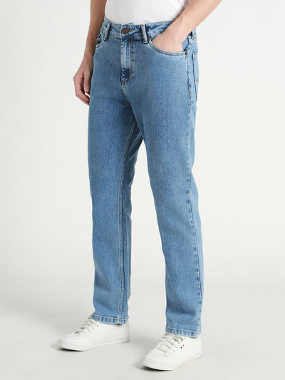 Men's Straight Washed MID BLUE Jeans
