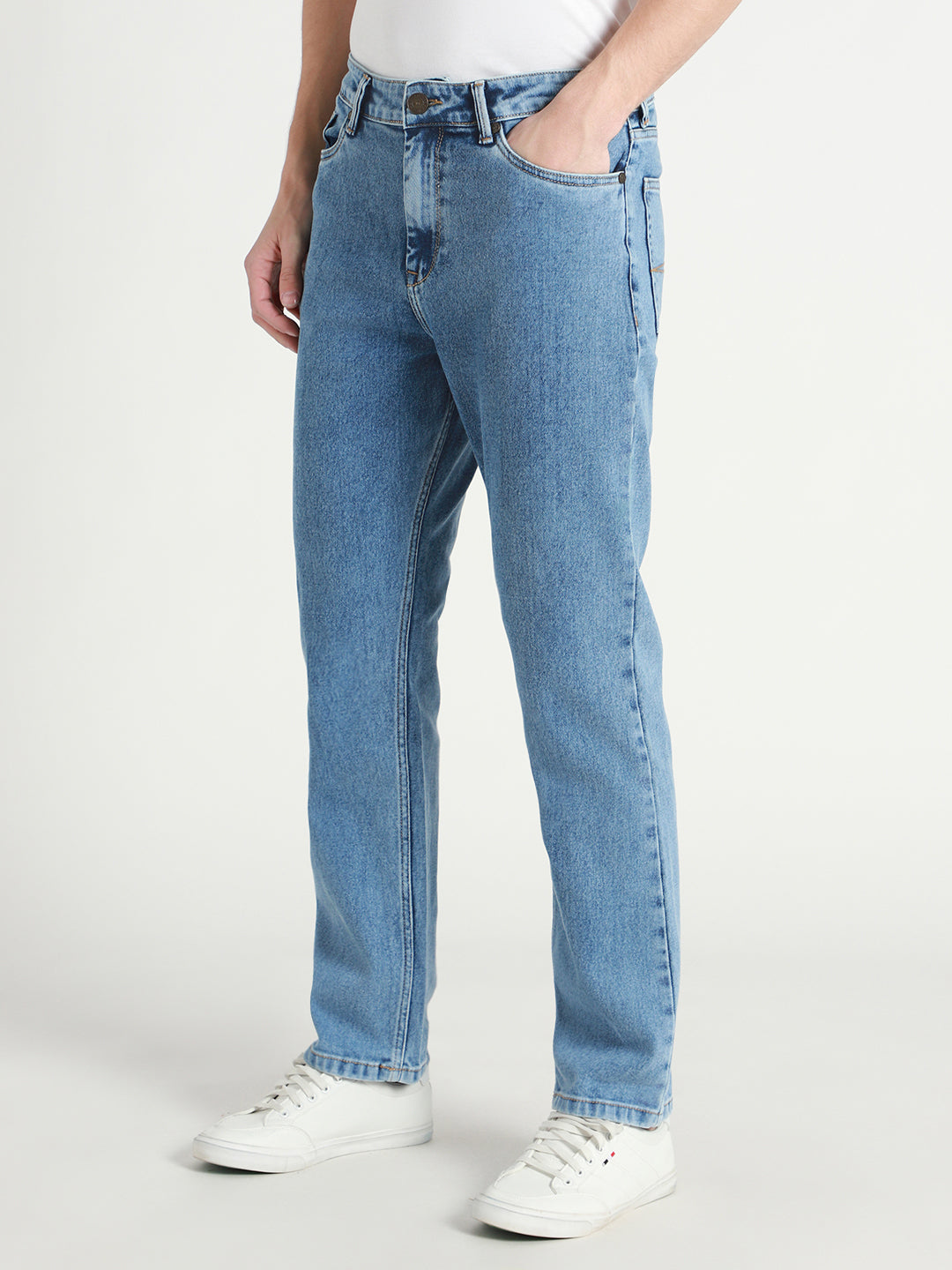 Men's Straight Washed MID BLUE Jeans