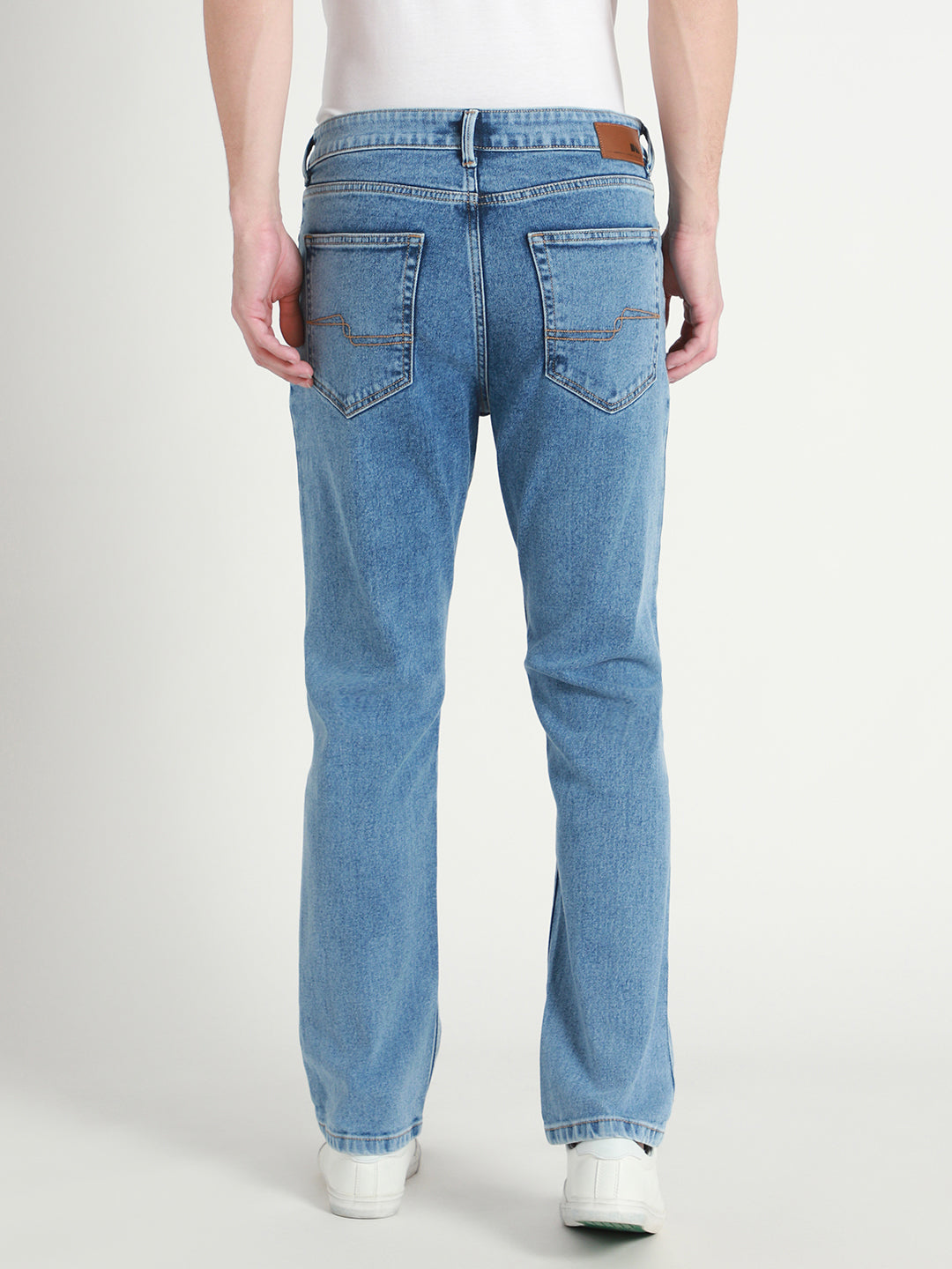 Men's Straight Washed MID BLUE Jeans