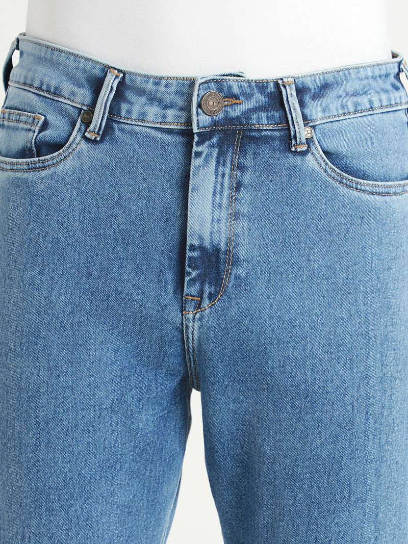 Men's Straight Washed MID BLUE Jeans