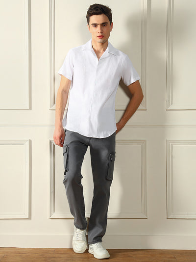 Men's Straight Cargo Washed Grey Stretchable Jeans