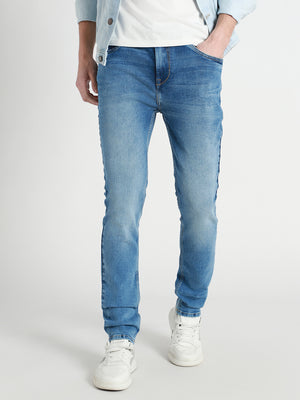 Men's Light Blue Mid Rise Slim Fit Stretchable Jeans